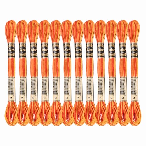 Image of PATIKIL 12 Skeins Embroidery Floss, Polyester Embroidery Threads Bracelets String for Cross-Stitch Hand Embroidery, Orange