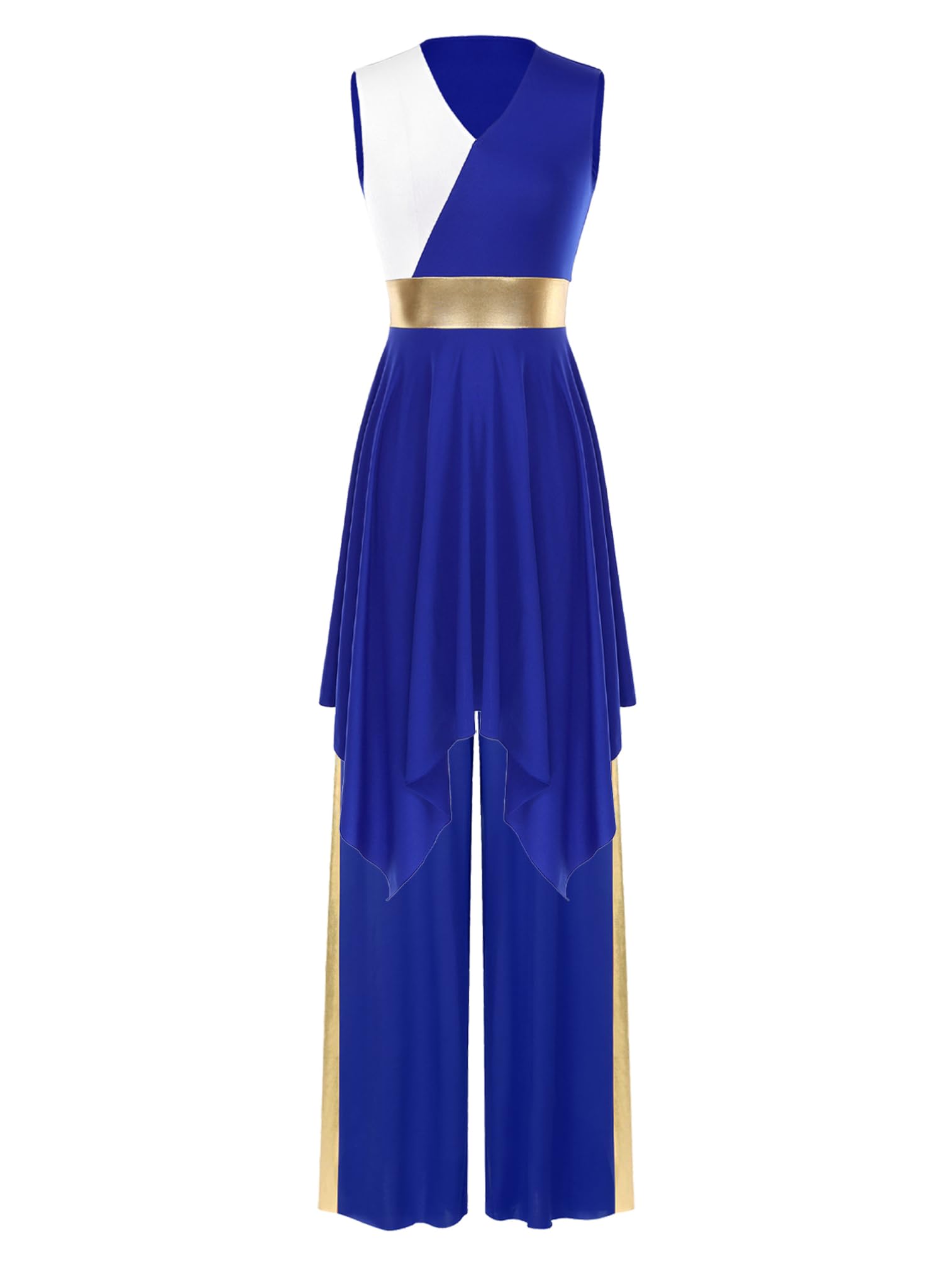 ranrann Femme Robe Danse Liturgique Métallique Pantalon Jambe Large Tenue Danse Moderne Costume