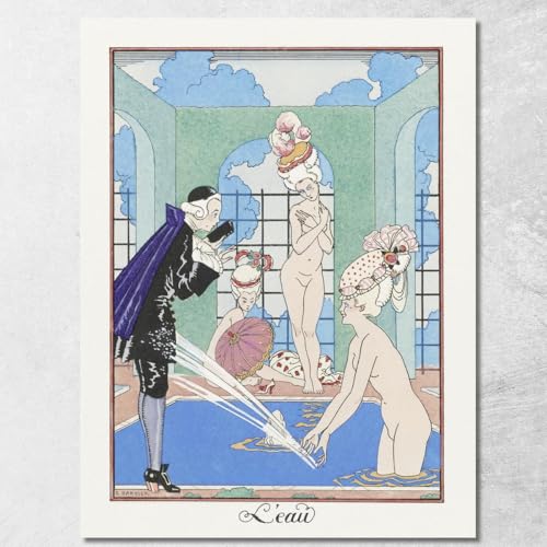 Tableau George Barbier L'Acqua grand format encadré pour habiller un mur vide - 2