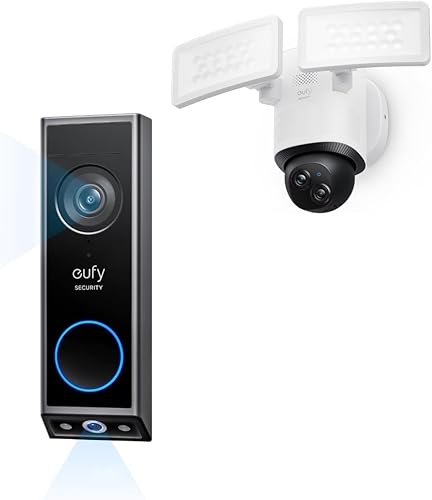 eufy Security Timbre de video E340 (alimentado por batería), con cámara de reflector E340 cámaras duales con protector de entrega, 2K Full HD y
