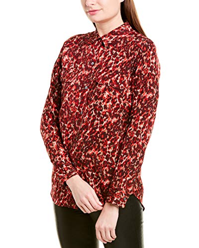 Equipment Femme Womens Slim-Signature Leopard-rint Top Red XS