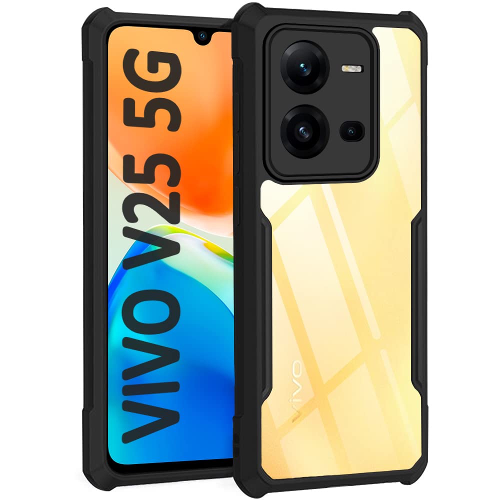 TheGiftKart Shockproof Crystal Clear Back Cover Case for Vivo V25 5G | 360 Degree Protection | Protective Design | Transparent Back Cover Case for Vivo V25 5G (PC & TPU, Black Bumper) (B0BFLWCBTH) Amazon Price History, Amazon Price Tracker