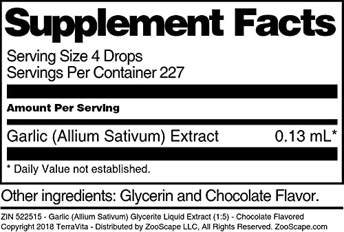 Miniatura 5 de TerraVita Extracto líquido de glicerita de ajo (Allium Sativum) (15) - Sabor a chocolate (1 oz, ZIN 522515)