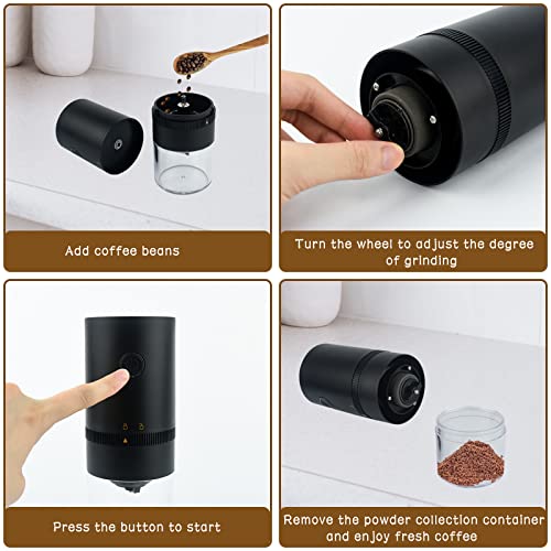 Lre Co. Elektrische Kaffeemühle, kleine elektrische Mühle, Akku-Kaffeemühle, 30 g Kapazität, Espressomühle, konisches… – Bild 4