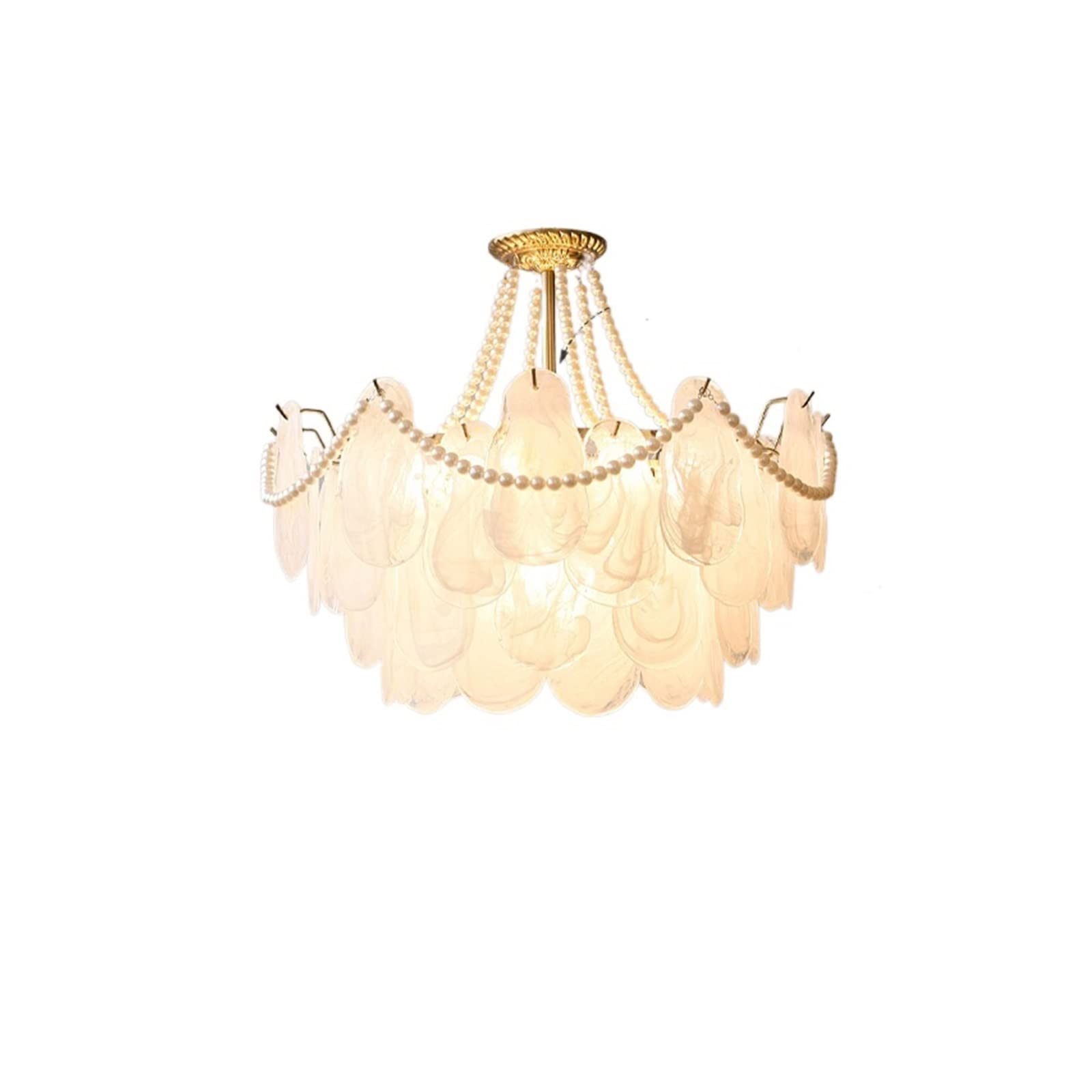 SmPinnaAChandeliers French Chandelier Light Luxury Atmosphere Living Room Main Light net red Restaurant Glass Chandelier Cloud Cream Wind Warm Bedroom lamp,Rojo-B 60cm diameter