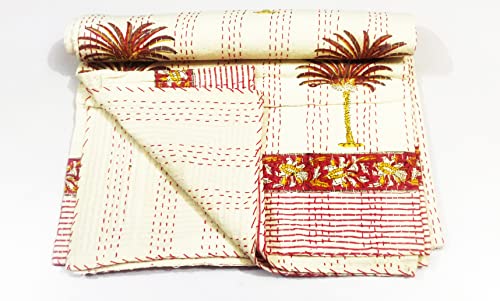 Couette Kantha faite main en pur coton imprimé bloc couverture de luxe - 5