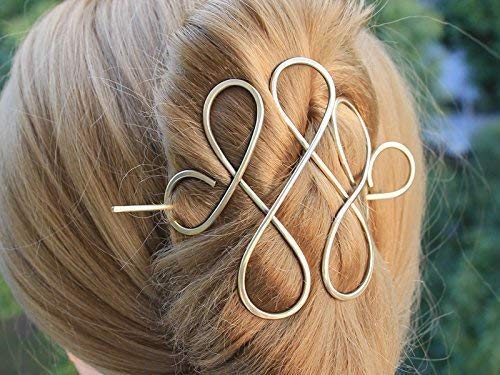 Celtic Hair Bun Holder Women's Gold Hair Clip, Hair Pin, Hair fork, Scarf Slide, Hair Barrette, Bun Holder