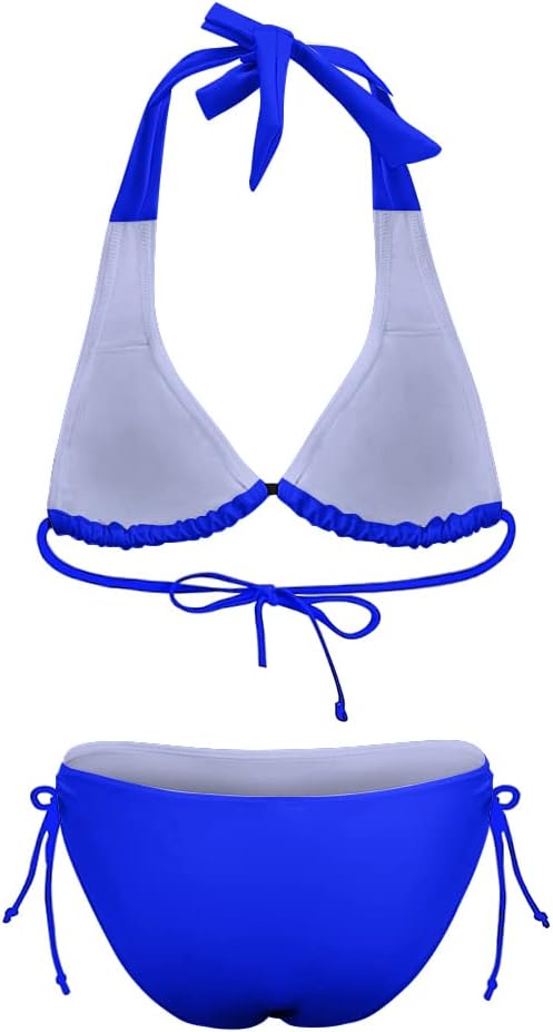 Women's Bikini Sets Two Piece Bathing Suits Sexy Textured Halter Padded Bikini Swimsuits Side Tie Thong Bottom Swimwear - Image 5