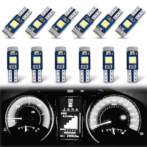 12 piezas de bombillas LED T5 para tablero de auto miniatura 1