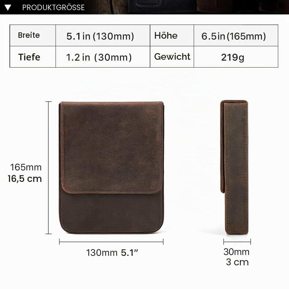 CONTACT'S FAMILY Federmäppchen aus Leder, Vintage-Stil, handgefertigt, echtes Leder, Füllfederhalter-Organizer, Stiftaufbewahrung, Geschenkbox (Kaffee), 6 Fächer: Kaffee, Stifteetui