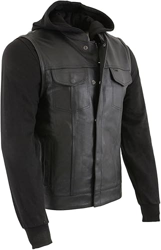 Miniatura 10 de Milwaukee Leather Chaleco de cuero premium para motociclista estilo club para hombre  LKMSH