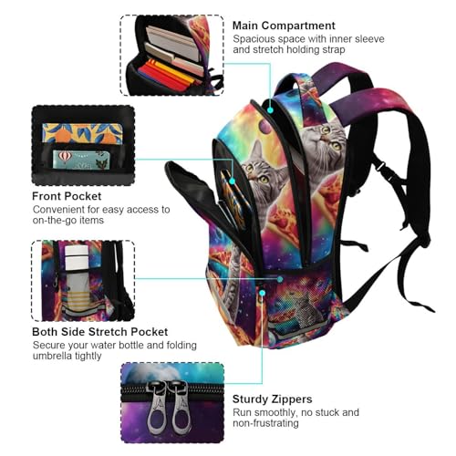 Cat Pizza Planets Backpack 3rd 4th 5th Grade School Bookbag Travel Laptop Daypack Bag for Boys Girls4