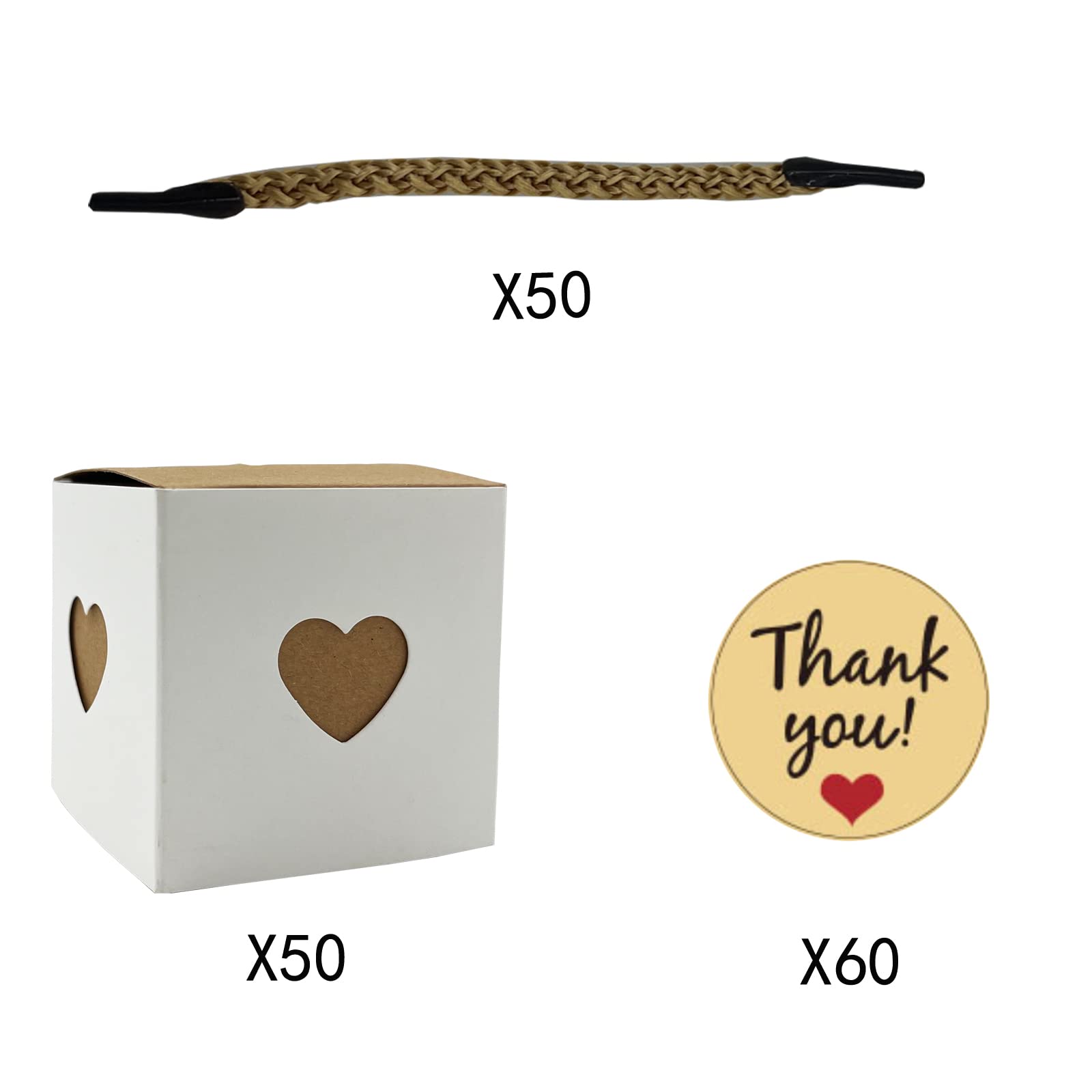 Lot 30 Mini Boîtes Cadeau Coeur Blanc & Kraft – 5,5 × 5,5 × 5,5 Cm – Petites Boîtes Mariage, Anniversaire, Baptême, Dragées & Bijoux