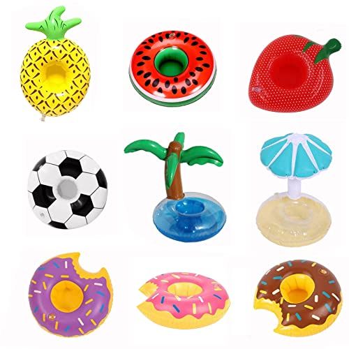 HIUOUIH Soporte Hinchable para Bebidas 9 Piezas Titular de Bebida Inflable Portavasos...