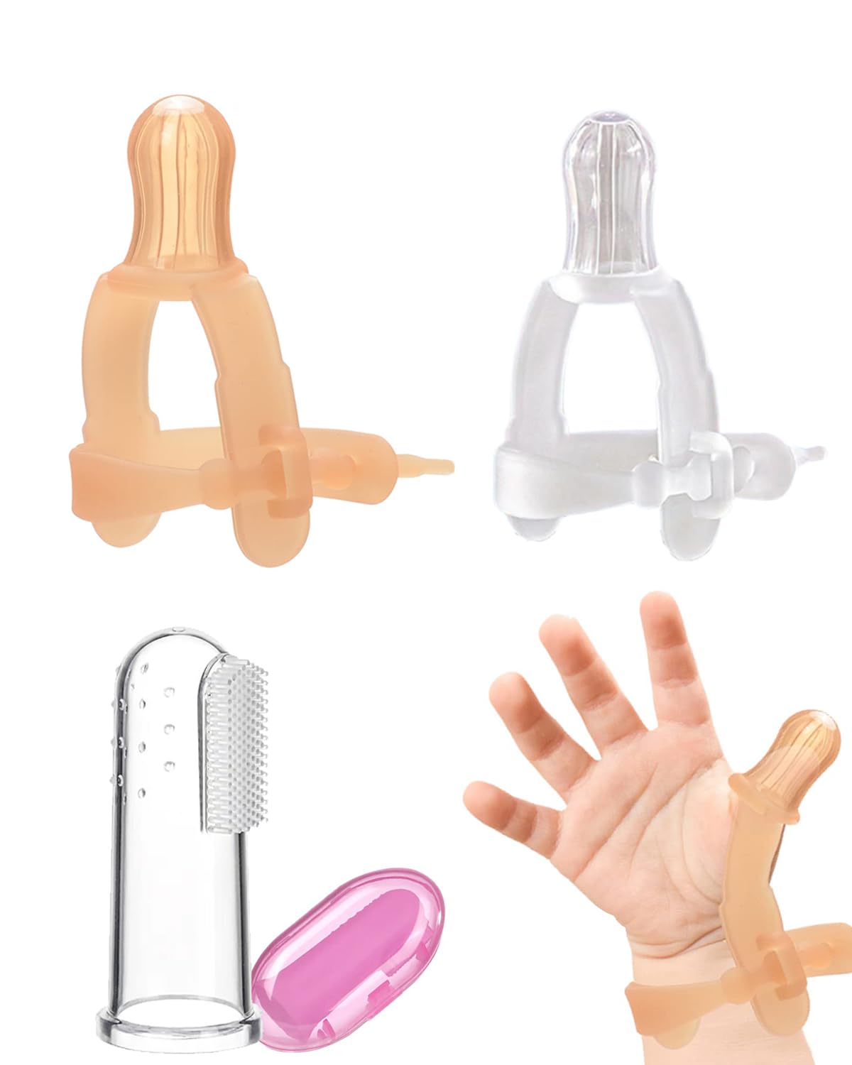 Plexaris Anti Thumb Sucking For Baby With Finger Brush For Babies, Food Safety Silicone Finger Sucking Stopper, Clear Baby Tongue Cleaner,3 Count (B0D8XYTG6W) Amazon Price History, Amazon Price Tracker