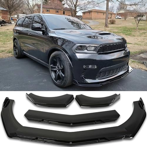 DREAMOTOR Car Universal Adjustable Front Bumper Lip Chin Spoiler Splitter 4PCS Diffuser Protector Compatible with Honda Civic Accord Toyota Mazda Chevy Silverado Dodge Challenger Nissan Altima Ford