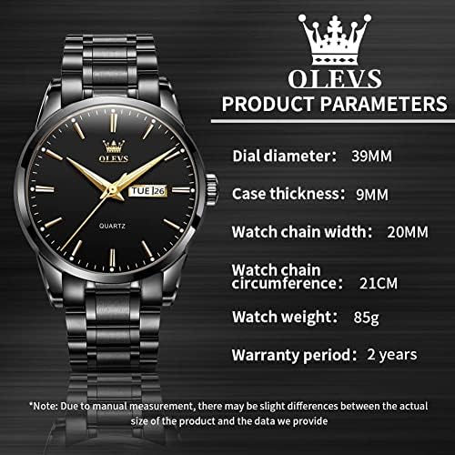 OLEVS Mens Gold Watches Stainless Steel Date Classic Luxury Dress