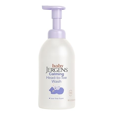 Jergens Baby Calming Head to Toe Foaming Wash, Baby Shampoo and Body Wash, Shampoo Tear Free, Kids Foaming Body Wash, 18 Fl Oz