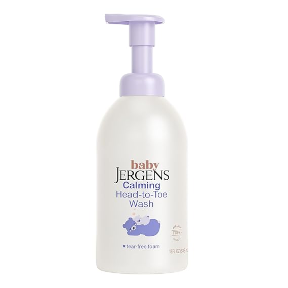 Jergens Baby Calming Head to Toe Foaming Wash, Baby Shampoo and Body Wash, Shampoo Tear Free, Kids Foaming Body Wash, 18 Fl Oz