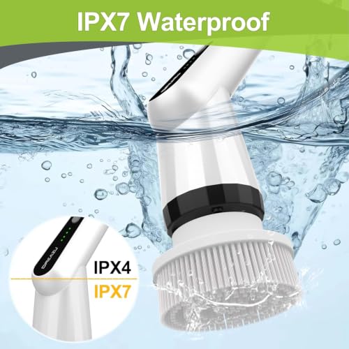 Image of WKY-Electric Spin Scrubber - Upgraded 10-in-1 IPX7 Waterproof Shower Scrubber, Retractable Handle & 2-Speed for Toilet, Bathroom, Bathtub Tile Floors