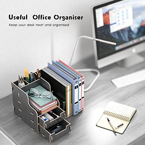 jopoo Desk Tidy Organiser, Office Stationary Storage for Books Pens, Notebooks, Black - Image 4