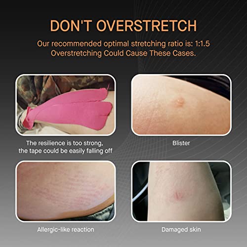 Image of OK TAPE Kinesiology Tape (4 Pack) Latex Free Cotton Uncut 2in x 16.4ft | Regular Original Elastic Water Resistant Therapeutic Athletic Tape for Support Muscle Joint Knee Injury Recovery Black