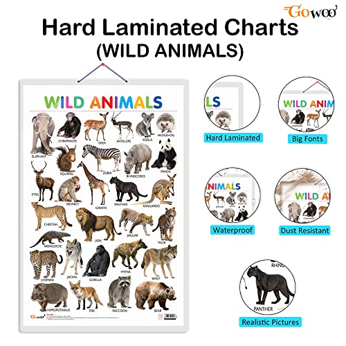 Image of GO WOO Combo of 2 Alphabet and Wild Animals Educational Posters for Preschool Kids Classroom Study | Learning- Charts for Kids Learning (20 inchX30 inch Inches)