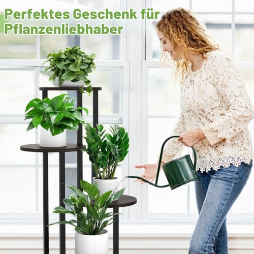 YOCOMEY 5 Tier Hölzern Blumenregal Metall Pflanzenregal, Mehrstöckig Blumenständer Pflanzenständer Blumenbank Blumentreppe Pflanzentreppe… – Ansicht 4
