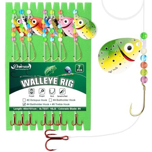 Dovesun Walleye Rigs 16lb Walleye Spinner Rig Crawler Harness with