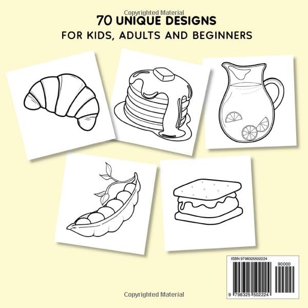 Food Drinks and Snacks Coloring Book: Simple, Bold & Easy Designs for Kids, Adults and Beginners. Large Print- 70 Unique Artworks. (Simple Activity Books by Oliver Gibbs) image 3