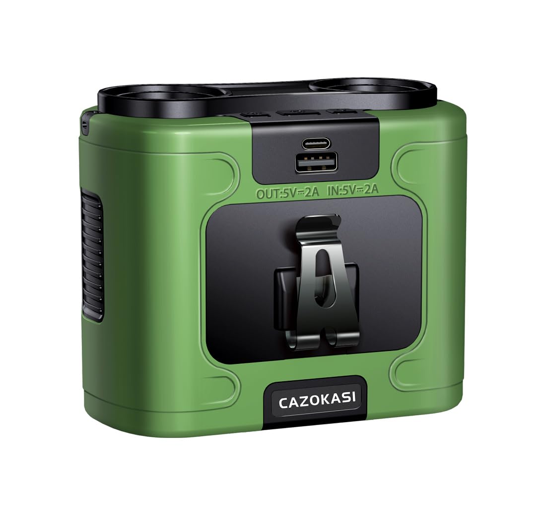 CAZOKASI 2026 Upgrade 10000mAh Waist Clip Fan Wearable Fan Portable Personal Body Fan Powerful Upto 36H Cooling and Heatstroke Prevention Fan (20000mAh/Green)