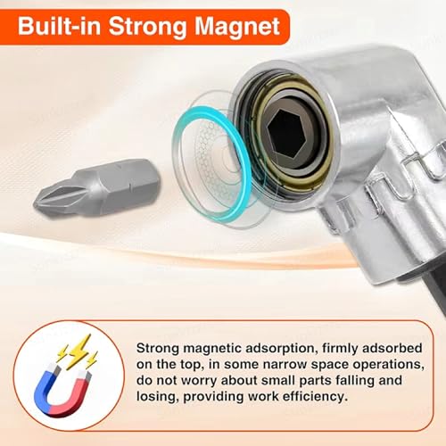 Image of Sunkizzrs Right Angle Screwdriver Corner Adapter -Magnetic 1 /4 Inch Hex Shank 105 Drill Bit Extension -Quick-Change Angled Drill Driver with 12Pcs Screwdriver Bits for Electric Drill (Short)