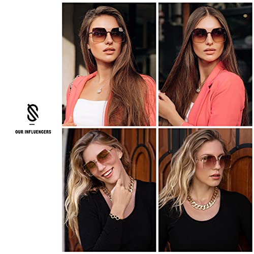 SOJOS Trendy Square Sunglasses Womens Big Oversized Designer Style UV Protection Sunnies Shades Lunettes de Soleil SJ11703