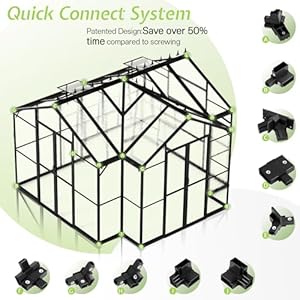 AMERLIFE 12x10x8 FT Hybrid Polycarbonate Walk-in Greenhouse for Outdoors, Aluminum Frame with Quick-Connect Assembly, Double Doors, Ventilation for Backyard Garden, Black AMERLIFE 12x10x8 FT Hybrid Polycarbonate Walk in Greenhouse for Outdoors Aluminum Frame with Quick Connect Assembly Double Doors Ventilation for Backyard Garden Black