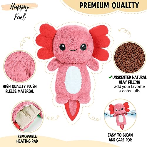 Image of Axolotl Microwavable Unscented Heating Pad for Women and Kids- Cute Soft Cozy Pillow Plush Heatable Warm Stuffed Animals - Kawaii Hot and Cold Plushie Food Toy - Axolotl Gifts for Girls and Boys