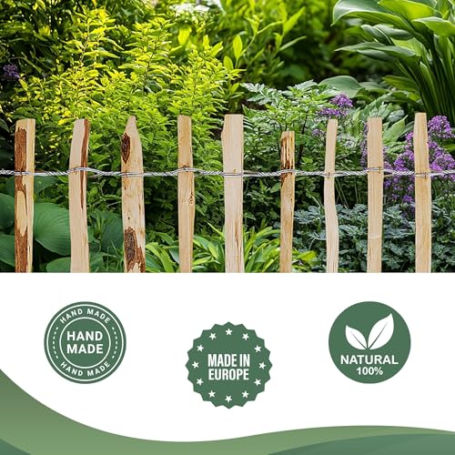 Creative Home Staketenzaun 50cm hoch und 5m lang | Haselnusszaun | Rollzaun | Lattenabstand 7-9 cm | Gartenzaun Holz Holzzaun | Zaun Garten Ideal als Rasenkante Blumenbeet Umrandung aus Haselnuss