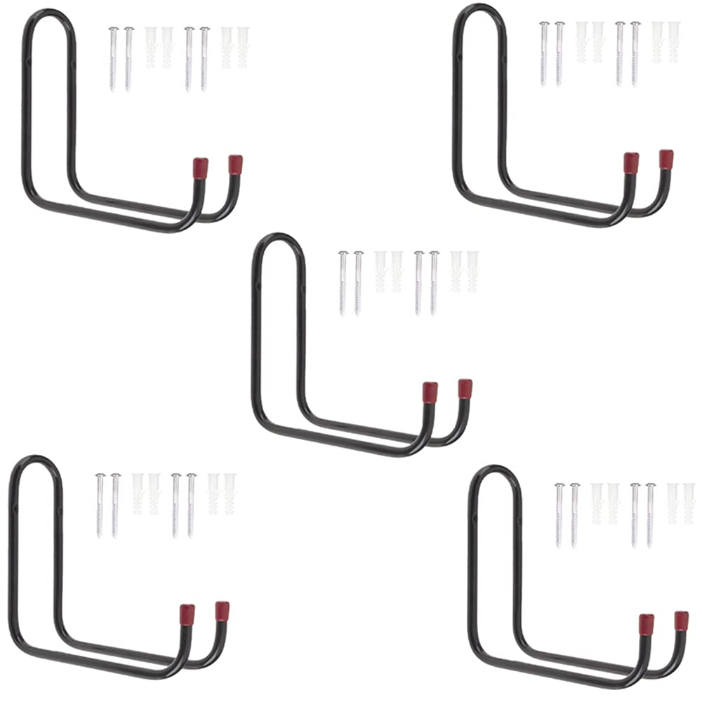 Ex-ART Heavy Duty Steel Garage Storage / Assorted Utility Double L (9.1inch7.87inch)Black Hooks 5per