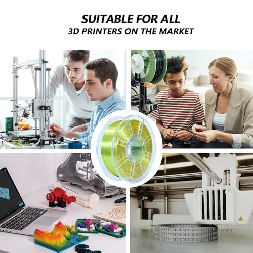 Image of iBOSS Silk Dual Color 1KG PLA Plus Filament, Coextrusion PLA+ Filament 1.75mm + /- 0.02mm, Clog-Free Shiny Silk 3D Printing Filament for FDM 3D Printers, Silk PLA+ Yellow & Green