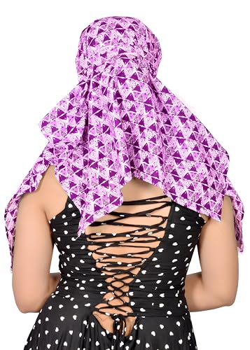 Image of Women Girls Cotton Female Scarf Cum Mask Face Cover Wrap Indigo Multi Purpose Uses Blue Printed