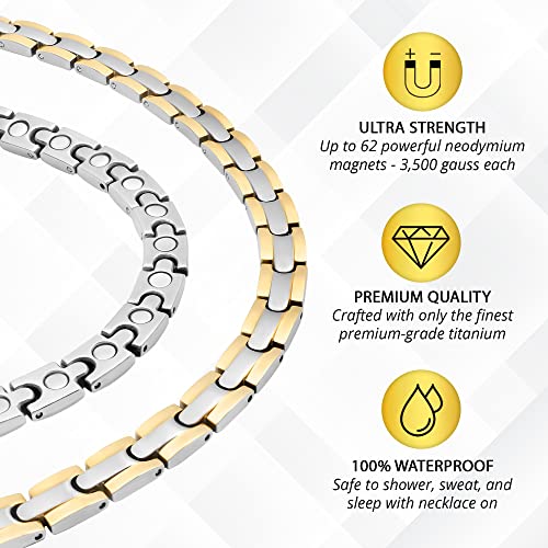 MagnetRX Titanium Magnetic Necklace – Ultra Strength Magnetic Necklaces for Women & Men – Effective Titanium Necklace with 55 Magnets (Silver & Gold, 19.25 Inches)4