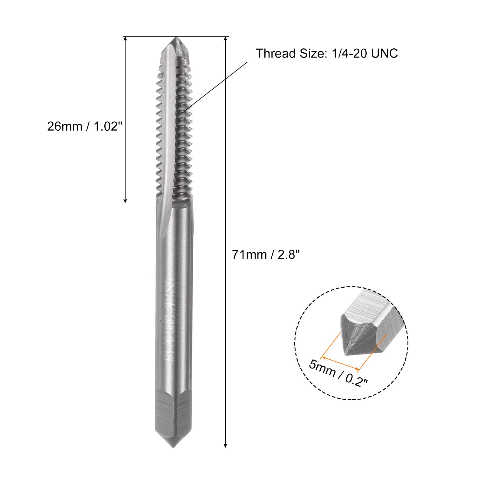 uxcell 3pcs Hand Tap Set, 1/4-20 UNC Taper/Plug/Bottom Thread Screw Taps, High Speed Steel Hand Threading Tapping Tool Kit