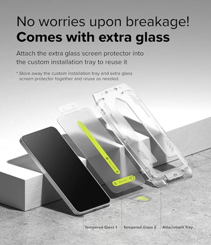 Image of Ringke for Samsung Galaxy A36 5G Screen Protector [Easy Slide, 2 Pack] | Easy Installation with Alignment Tool, Case Friendly Premium 9H Hardness Tempered Glass