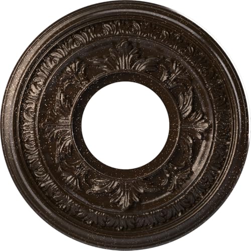 Image of Ekena Millwork CMP10BAAMB Baltimore Thermoformed PVC Ceiling Medallion (Fits Canopies up to 4 1 /4 inch), 10 inchOD x 3 1 /2 inchID x 3 /4 inchP, Textured Metallic Mystic Brown