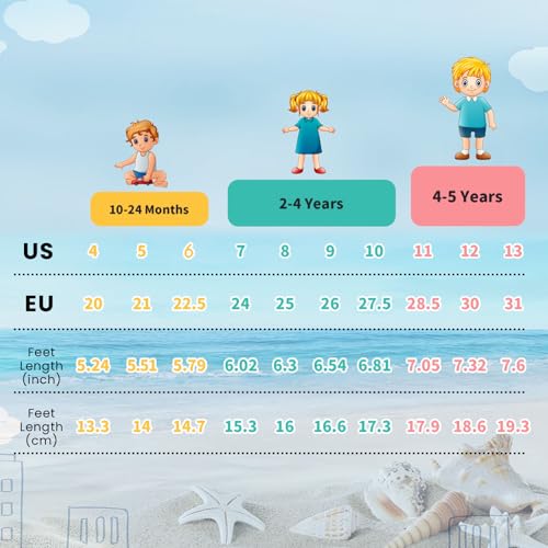 Image of Boys & Girls Sandals Lightweight Closed-Toe Kids Water Shoes for Summer - Athletic Sport Outdoor Beach Sandals for Unisex Child (Toddler /Little Kid) - Blue 4 Toddler