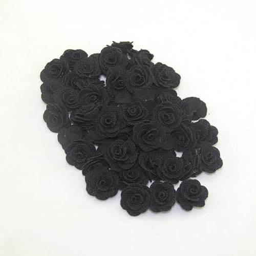FIKROO 24pcs/bag artificial camellia flower 2.5cm chiffon hair flower DIY supplies wedding bouquet household decoration-18 black,48pcs