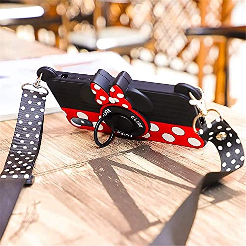Pet Ahgk For Iphone 8Plus Case 7Plus Case 6 Plus Case 6Splus Case Minnie Phone Case 3D Cute Camera Design Soft Silicone Case With Rotating Metal Bracket Lanyard,Gifts For Girls And Ladies 5.5In #TOP3