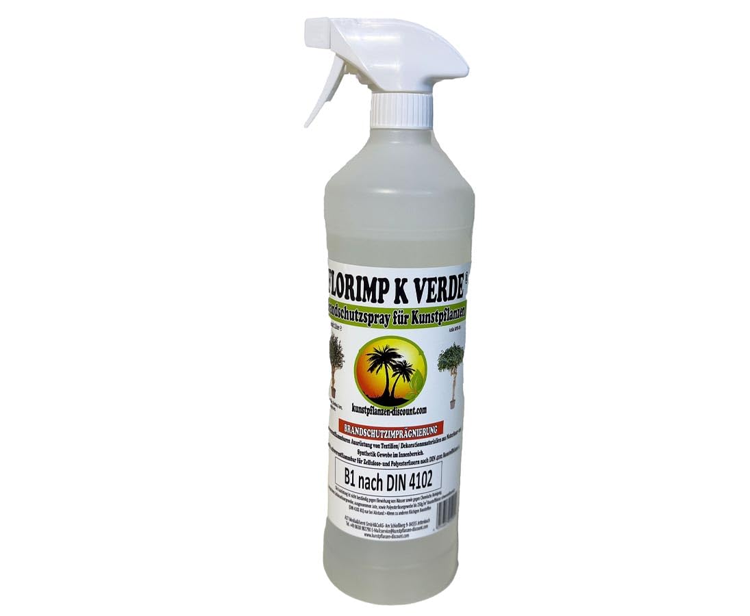 kunstpflanzen-discount.com B1 Brandschutzspray 1 Liter nach DIN 4102 Teil 1  - Brandschutzimprgnierung schwer entflammbar fr Textilien : Amazon.de:  Drogerie & Krperpflege