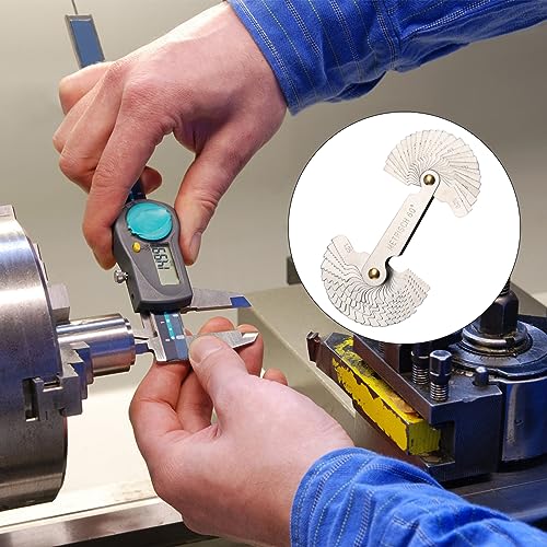 52 Blätter Metrisch/Whitworth Edelstahl Gewindelehre 60/55 Grad Messwerkzeug Feingewinde Messwerkzeug Edelstahl-Schraubengewinde Pitch Gauge Gewinde-Plug Gage Gewindeschneidlehren-Werkzeug-Set