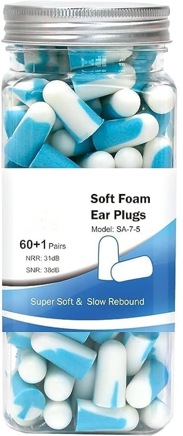 QIBEST Noise Cancelling Earplugs for Sleep - 60 Pairs, 38dB Ear Plugs for Sleeping, Snoring, Shooting, Mowing Loud Sound Reduction- Light Blue/White (B0CRVMBVCC) Amazon Price History, Amazon Price Tracker