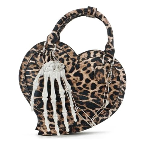Oweisong Halloween Gothic Purse for Women Cut Heart Shaped Shoulder Bag Devil Handbag Skull Crossbody Bag Cover
